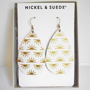 *Nickel & Suede* White Daybreak Leather Teardrop Earrings - SMALL- NEW!